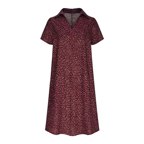 Long dress casual loose V-neck printed polka dot shirt dress m300919