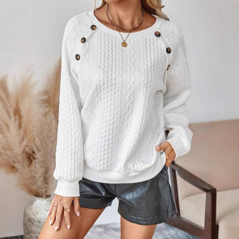 Winter casual crew neck button twist knitted pullover sweater m301487