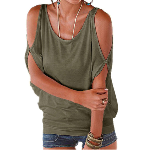 Off shoulder bat loose short sleeved T-shirt casual top m300108