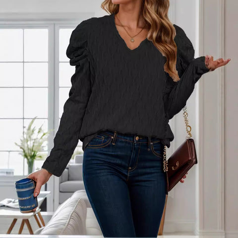 Solid Color Jacquard Fashion Tops T-shirt M300361