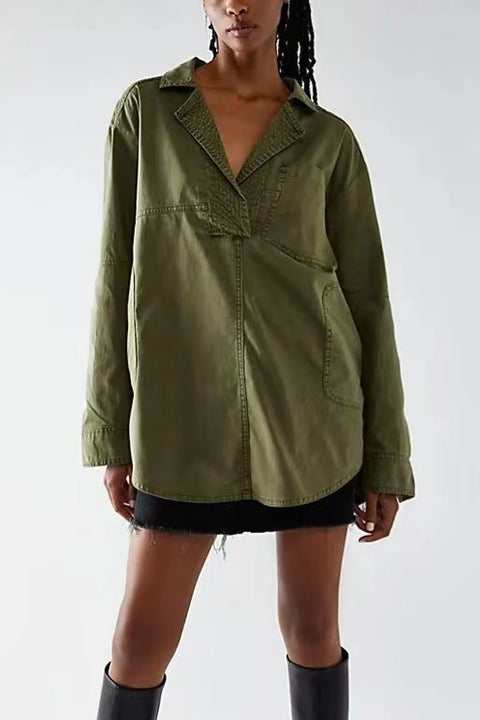 Long Sleeve Jacket V-Neck Fashion Design Casual Jacket m302205