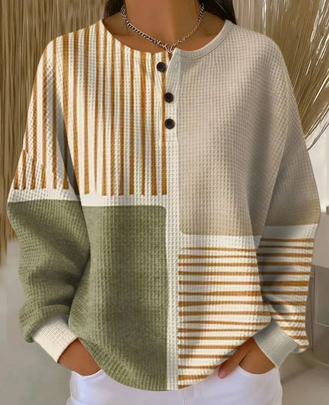 New retro 3D digital printing three-button stand-up collar Polo sweater m302116