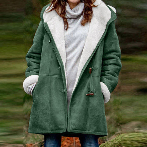 plush collar pocket women's coat m300603