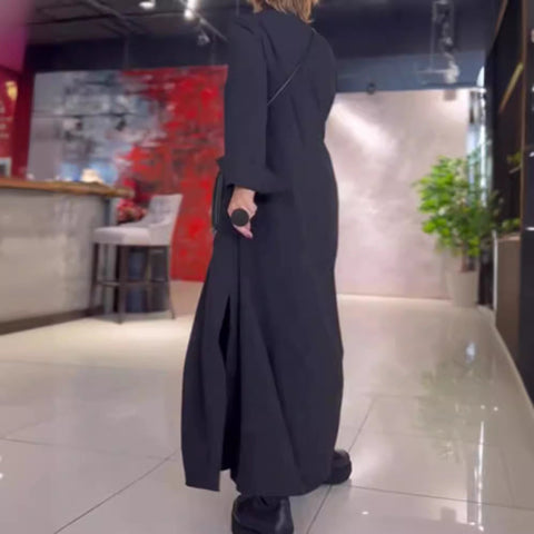 Casual solid color V-neck long-sleeved dress women's m301337