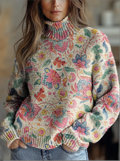 Christmas abstract print casual cape jacket cardigan sweater m302114