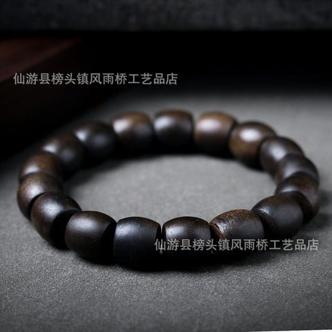Agarwood Black Qinan High Oil Submerged High Quality Wooden Agarwood Bracelet 108 Buddha Beads Barrel Beads Hand Jewelry m3331277