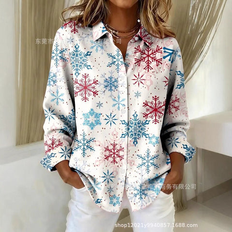 Retro Striped Creative Fashion Versatile Long Sleeve Women's Lapel Shirt m302197