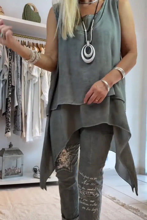 Casual fashion vest long hem 2-piece women's clothing m301505