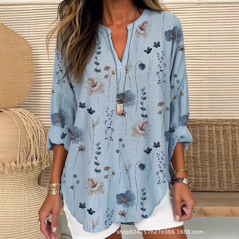 Summer women's long-sleeved 3D digital printing loose European size top m301362