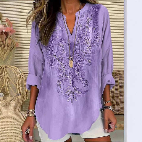 Floral simple casual temperament T-shirt long sleeve m301361-1