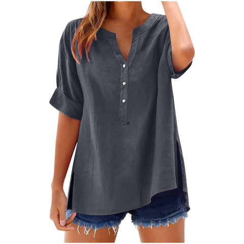 Linen top button shirt casual loose top m301356