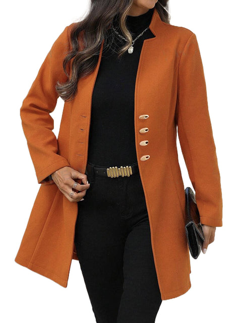 Lapel slim solid color women's tweed coat coat women's m300597