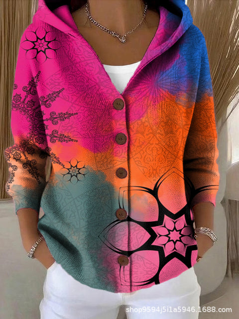 New black button hooded cardigan women's pure leisure fashion sweater jacket women's Christmas m302115