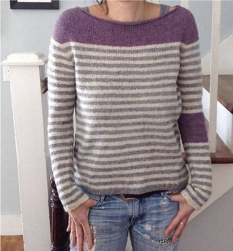 Crew neck color matching loose fashion pullover knitted sweater m300496