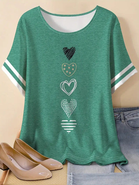 Retro printed cotton short-sleeved T-shirt early spring new versatile crew neck bottoming shirt m301287