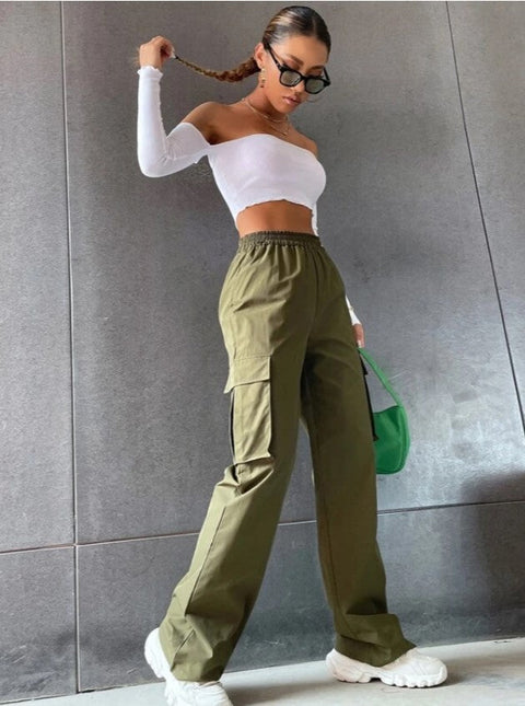 Beltless trousers high waist season wide leg trousers straight loose temperament commuter trousers casual trousers m301371