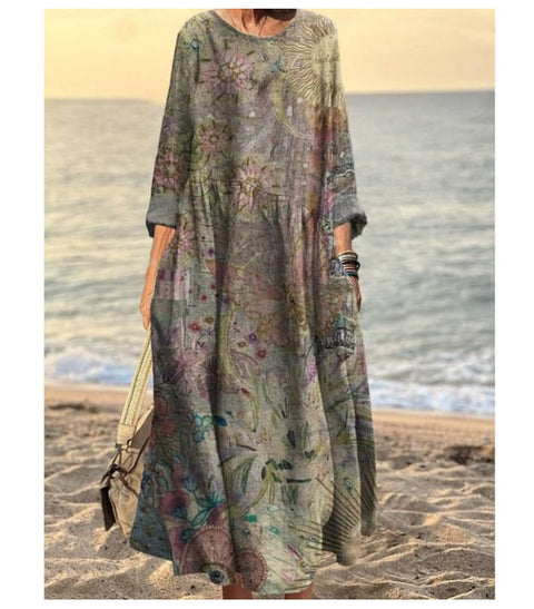 3D printed casual loose dress women m301278