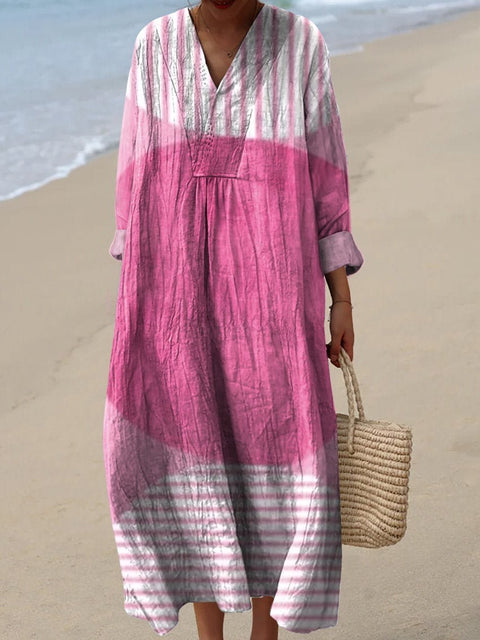 Ladies casual floral 3D printing sleeve dress m301071