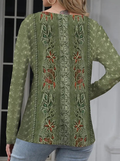 Stylish and elegant digital printing lace splicing crew neck T m301558