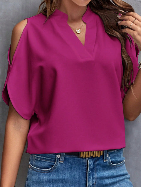 New V-neck temperament fashion off-the-shoulder sleeve women's top m300876