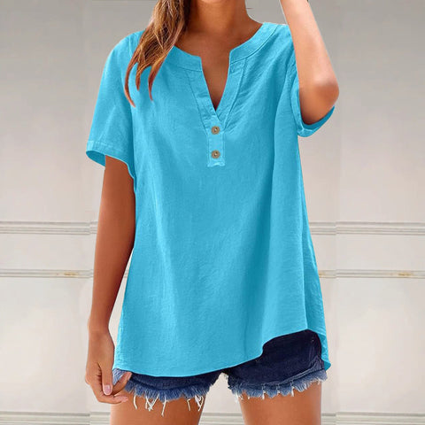 Casual shirt women's fashion cotton and linen versatile top m301204