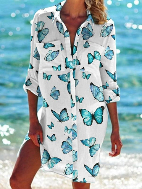 Bikini jacket shirt swimsuit cardigan women's printed resort beach shirt m301274