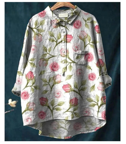 Loose printing crew neck casual large size women's T-shirt m301283