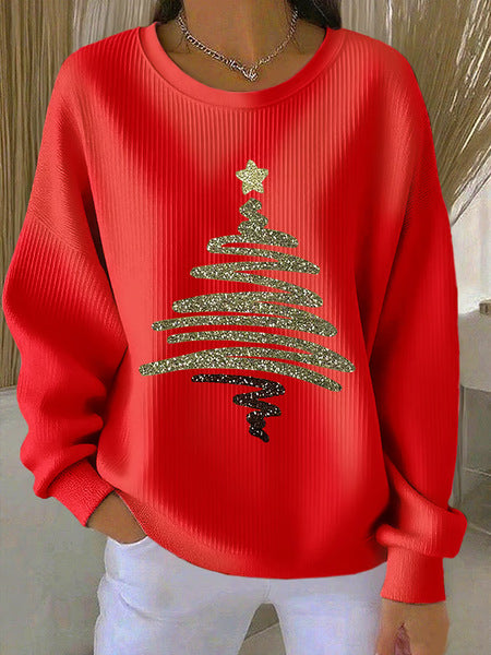 Loose outer wear lazy wind snowflake Christmas tree mix and match casual commuter sweater m302121