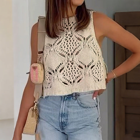 Sleeveless hollow vest vest women's clothing m301383