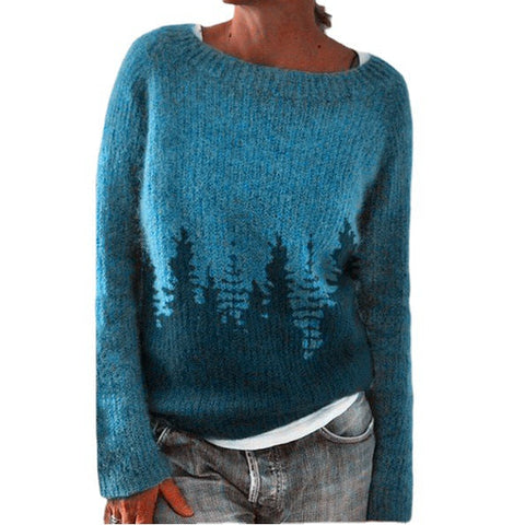 Crew neck color matching loose fashion pullover knitted sweater m300485