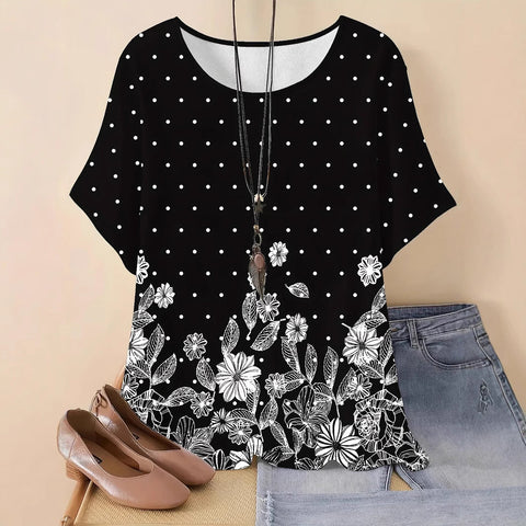 Women's new loose 3D printing round neck casual large size pullover women's clothing m301285