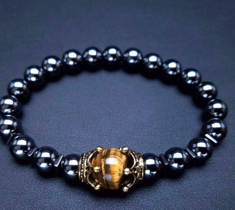 Black Gallstone Elastic Bracelet Skull Pendant Natural Turquoise Tiger Eye Tassel Crystal Volcanic Stone Beaded Bracelet m3331320