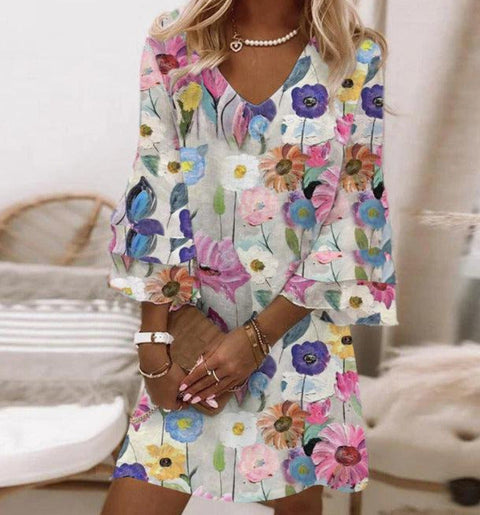 3D digital printing V-neck sleeveless dress m301223