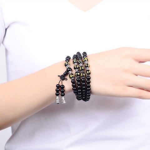 Obsidian bracelet 108 Buddha beads, multi-circle bracelet, six-character mantra, tiger's eye stone, male and female couples jewelry m3331315