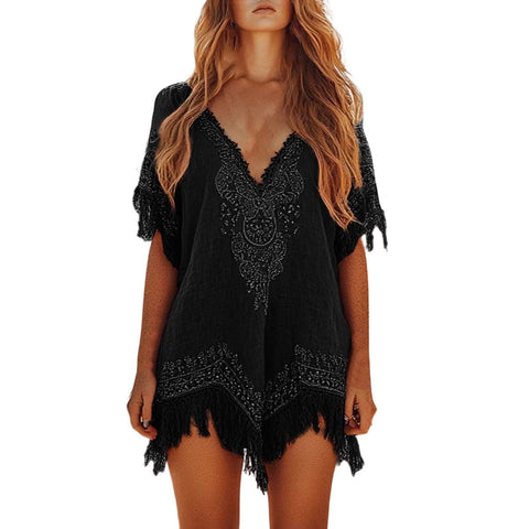 Summer fringed loose dress m301537