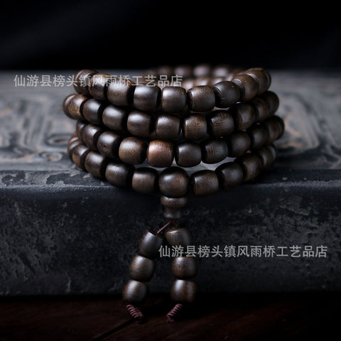 Agarwood Black Qinan High Oil Submerged High Quality Wooden Agarwood Bracelet 108 Buddha Beads Barrel Beads Hand Jewelry m3331277