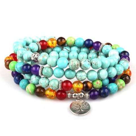 8Mm new Amazon bracelet 108 Buddha beads lotus multi-circle bracelet tree of life pendant item sweater chain m3331309