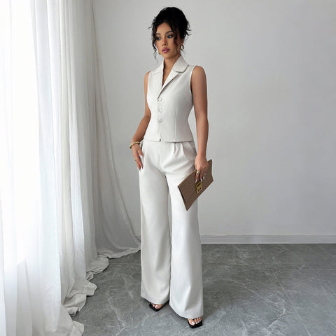 Holiday style button vest trousers two-piece suit women's clothing m301389