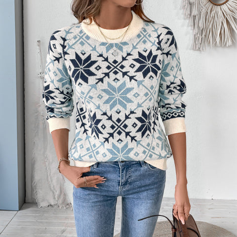 Casual women's pullover jacquard sweater m300787