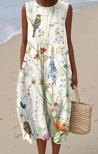 Sleeveless printed temperament long dress dress m301527