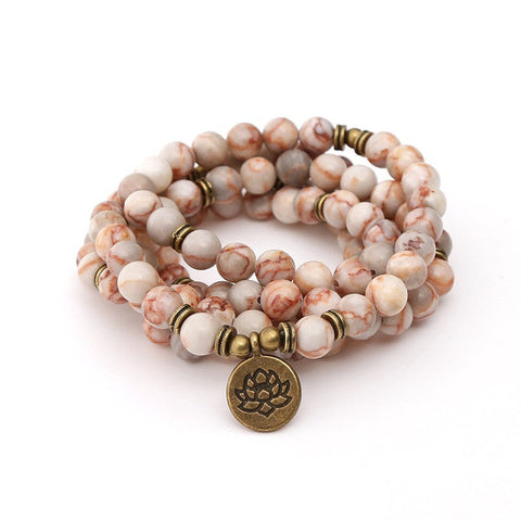 8Mm new Amazon bracelet 108 Buddha beads lotus multi-circle bracelet tree of life pendant item sweater chain m3331309