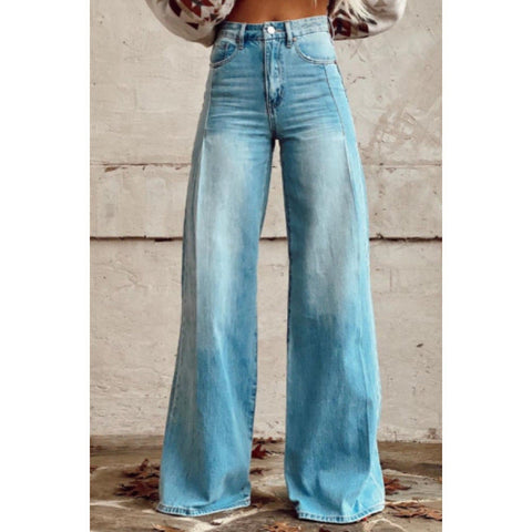 3D heat transfer flared pants simulation denim trousers loose pants m301550