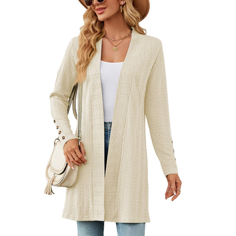 New solid color button-down long-sleeved loose cardigan jacket m300426
