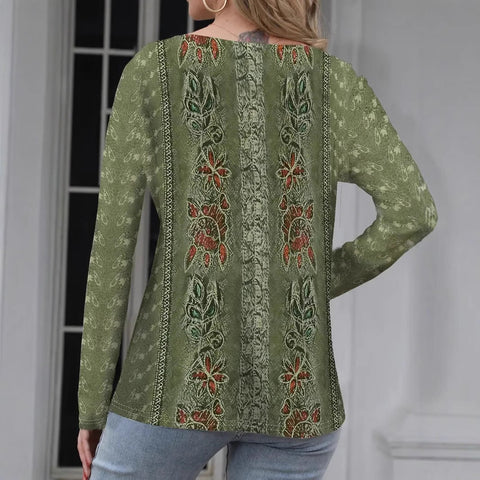 Stylish and elegant digital printing lace splicing crew neck T m301558