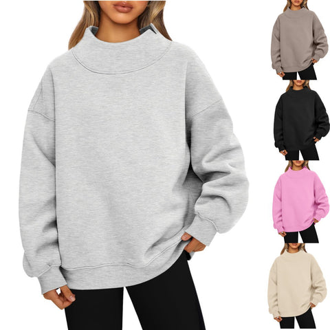 Women's sweatshirt long-sleeved turtleneck pullover sweatshirt casual sweater fleece top women's m302142