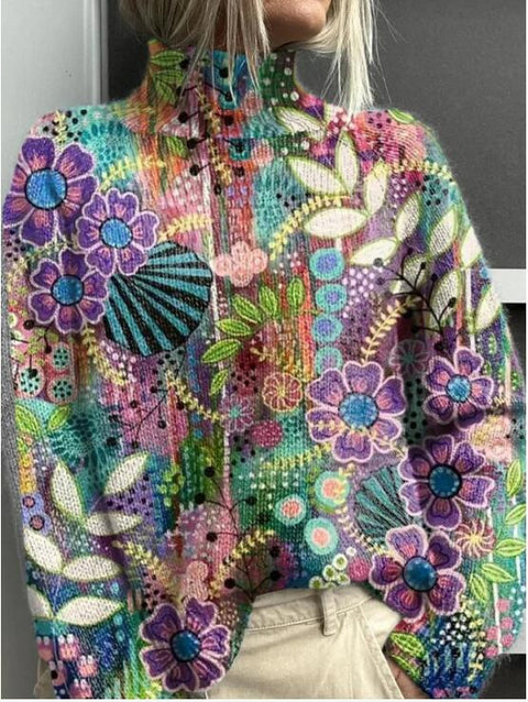 Christmas abstract print casual cape jacket cardigan m301686