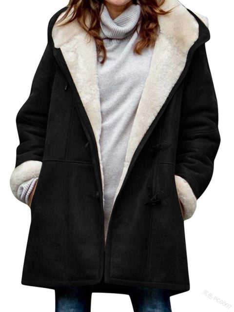 plush collar pocket women's coat m300603