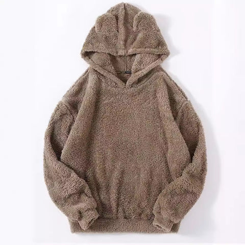 New fluffy rabbit ears hooded thermal sweater sweater m300439