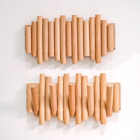 Solid wood hook with no punching, no marking, and strong adhesive folding clothes hanger m3331180