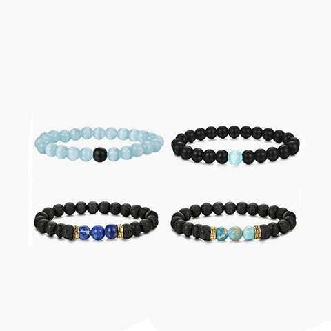 Black Gallstone Elastic Bracelet Skull Pendant Natural Turquoise Tiger Eye Tassel Crystal Volcanic Stone Beaded Bracelet m3331320